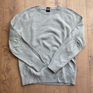 Oatmeal taupe gray J. Crew merino sweater tonal elbow patches